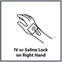 IV or saline lock in right hand