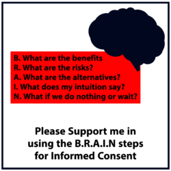 Please support my in using the B.R.A.I.N steps for informed consent (red)